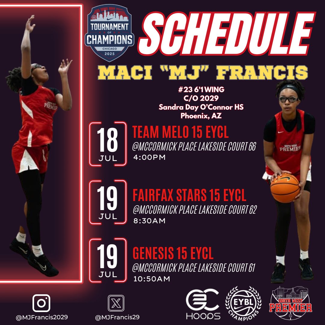 🔥 <a href="/MJFrancis29/">Maci "MJ" Francis</a>  is a must-see prospect in the 2029 class! One of my absolute favorites — poised, skilled, and electric on the court. 📈
📍Catch her live at NIKE TOC in Chicago this weekend. College coaches, don’t miss out! <a href="/gemsinthegym/">Kameo Williams</a> <a href="/ocgbball/">OC Girls Basketball</a> <a href="/SWPremier20/">SWPremier</a>