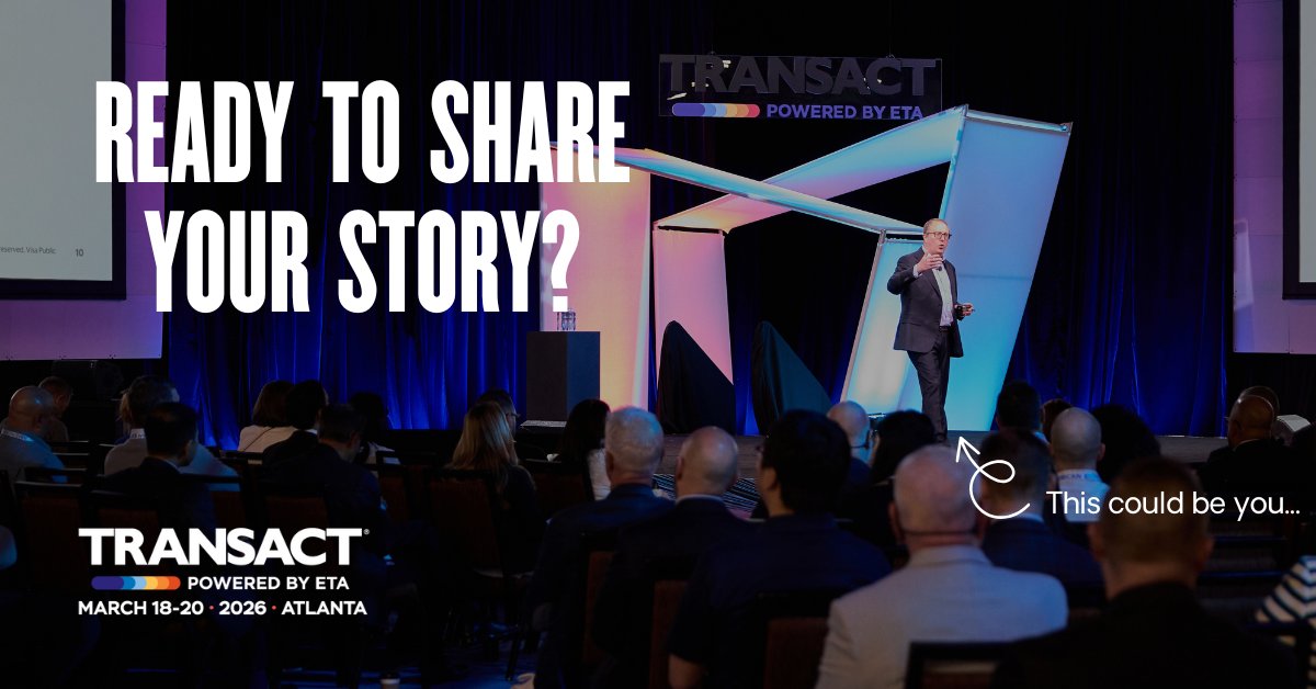 TRANSACT Show (@transactshow) on Twitter photo Got smart insights on where the payments industry is headed?
Have a story that will resonate with payments pros?
Get ready to apply to speak at #TRANSACT2026
The Call for Speakers is coming soon…
#ETATRANSACT #paymentstechnology <a href="/ElecTranAssoc/">Electronic Transactions Association (ETA)</a> Got smart insights on where the payments industry is headed?
Have a story that will resonate with payments pros?
Get ready to apply to speak at #TRANSACT2026
The Call for Speakers is coming soon…
#ETATRANSACT #paymentstechnology <a href="/ElecTranAssoc/">Electronic Transactions Association (ETA)</a>
