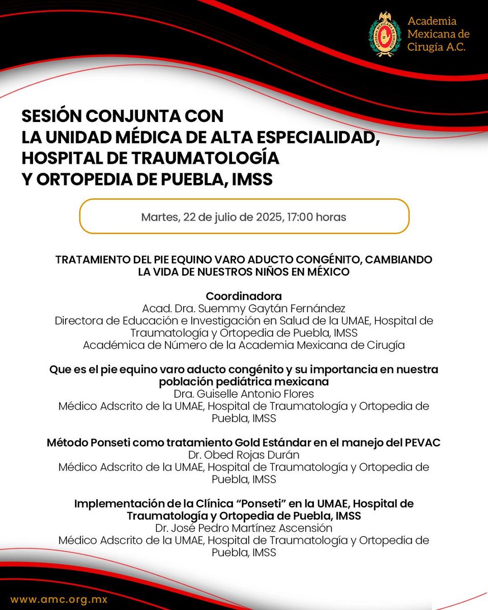 La #AMC te invita  a participar en nuestra próxima sesión en vivo
🗓️ Martes, 22 de julio a la 17:00 hrs
Para seguir la transmisión:
🌐 amc.org.mx
📣 X: <a href="/AcademiaCirugia/">AMC</a>
📱 Apple: bit.ly/amc_apple
📱 Android: bit.ly/amc_play_store