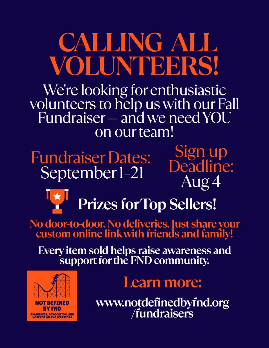 🎉 Join Our Fall Fundraiser! 🎉
Sept 1–21 | 100% Online

Support Not Defined By FND—no door-to-door, just share &amp; shop! 🛒💙
Prizes for top sellers!

Sign up by Aug 4 👉 forms.gle/hV9k2aDniHhB9e…
Details: notdefinedbyfnd.org/fundraisers

#FallForAFNDcause #FNDfundraiser #ShopForACause