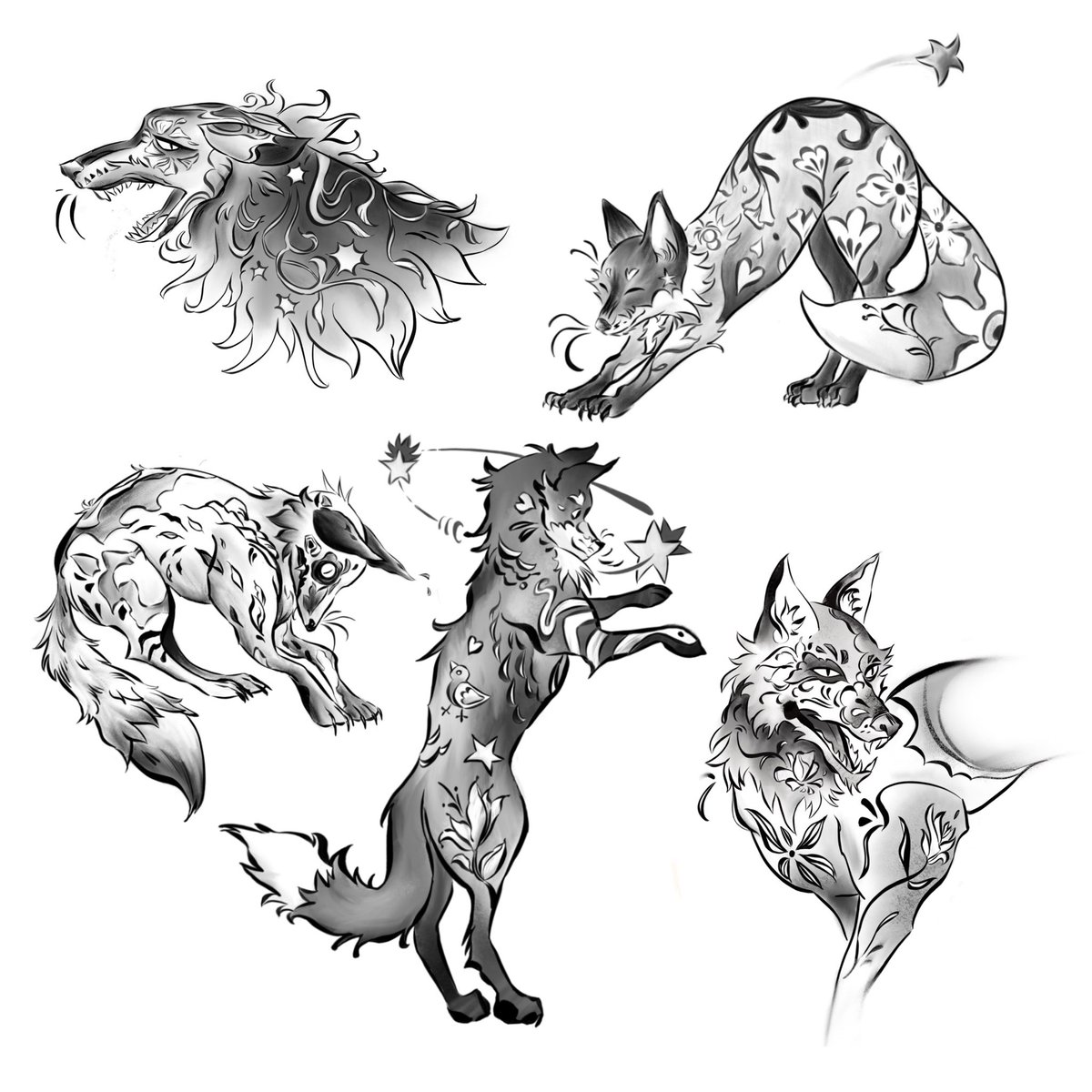 #dog #wolf #canine #art #tattooflash #tattoos more from the series #illustration