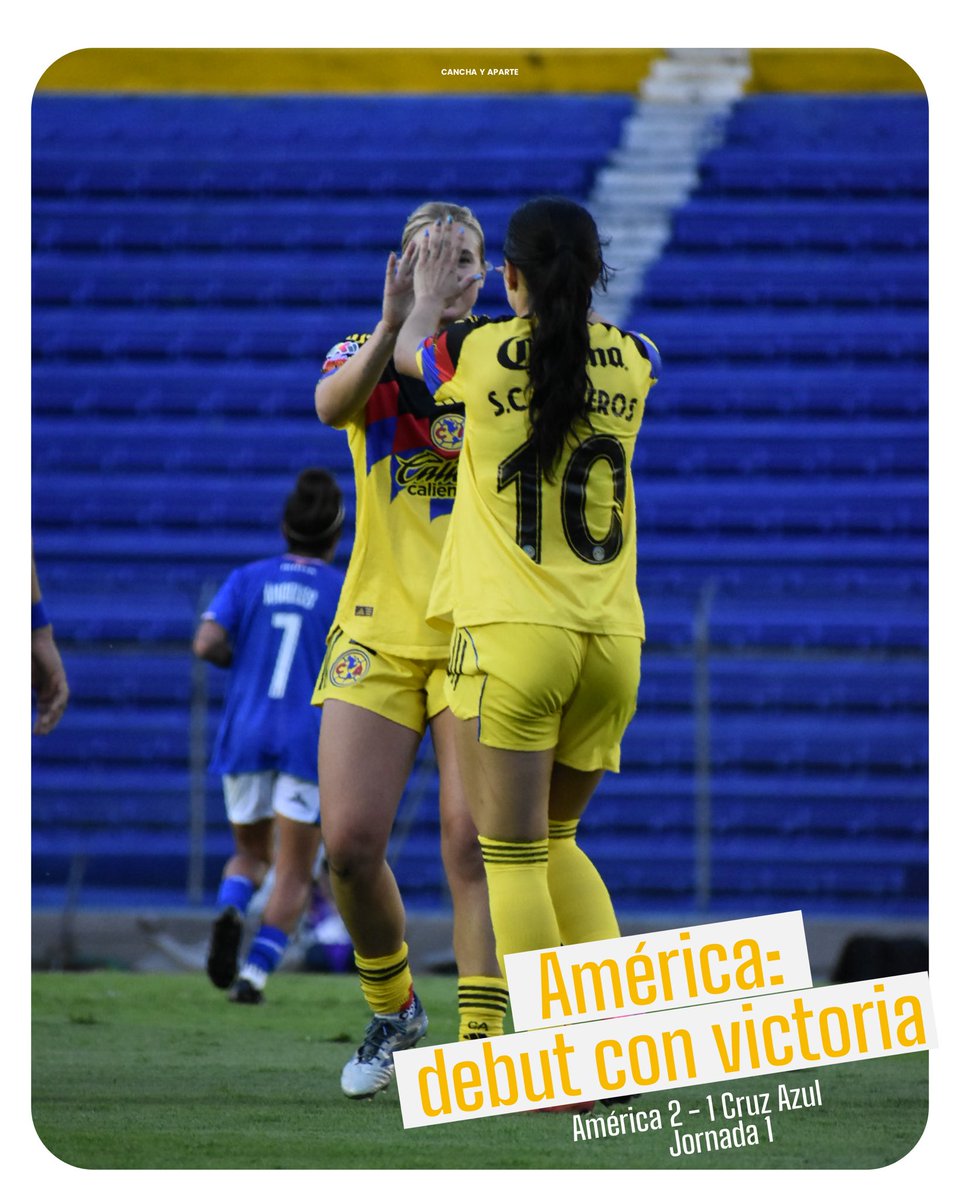 CanchayAparte's tweet photo. Las imágenes del primer triunfo de @AmericaFemenil en el #Apertura2025.
El equipo de Coapa venció 2-1 a @AzulFemenil , con goles de Kiana Palacios y @scarnefer .
Por la Máquina descontó @AerialChav 
📸 @YahellYaiza https://t.co/iSUpKUOvQL
