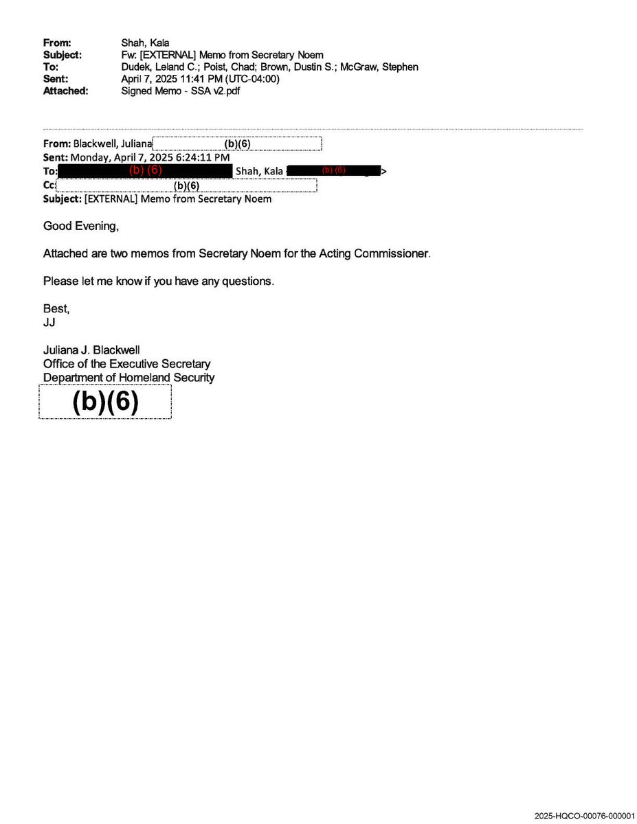 SocSecBlog's tweet image. Here&apos;s a couple of interesting orders from DHS to Lee Dudek, then Acting Commissioner of Social Security. Notice that they&apos;re kinda lacking in legal authority for what&apos;s being ordered.
ssa.gov/foia/readingro…