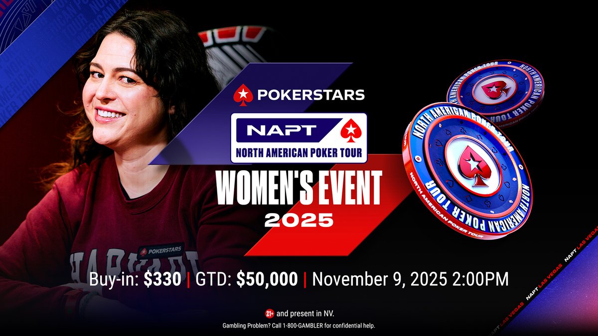 PokerStarsUSA (@pokerstarsusa) on Twitter photo The #NAPT is returning for its third year at <a href="/PokerRoomRWLV/">Resorts World Poker Room</a> in Las Vegas from 3rd-12th November, with a $50,000 guaranteed Women's Event starting on the 9th plus our first $1,100 Buy-In Women's High Roller on the 10th.
<a href="/CaitlinComeskey/">Caitlin Comeskey</a> <a href="/JenShahade/">Jennifer Shahade</a> and <a href="/mkonnikova/">Maria Konnikova</a> will be there The #NAPT is returning for its third year at <a href="/PokerRoomRWLV/">Resorts World Poker Room</a> in Las Vegas from 3rd-12th November, with a $50,000 guaranteed Women's Event starting on the 9th plus our first $1,100 Buy-In Women's High Roller on the 10th.
<a href="/CaitlinComeskey/">Caitlin Comeskey</a> <a href="/JenShahade/">Jennifer Shahade</a> and <a href="/mkonnikova/">Maria Konnikova</a> will be there