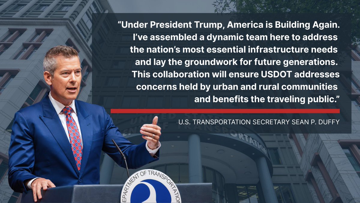 USDOT's tweet image. It’s a new day for transportation and a chance to promote economic growth! The Department is looking for public comment on Surface Reauthorization to:
✅ Enhance transportation safety
✅ Accelerate project delivery
✅ Increase opportunities
✅ Strengthen partnerships