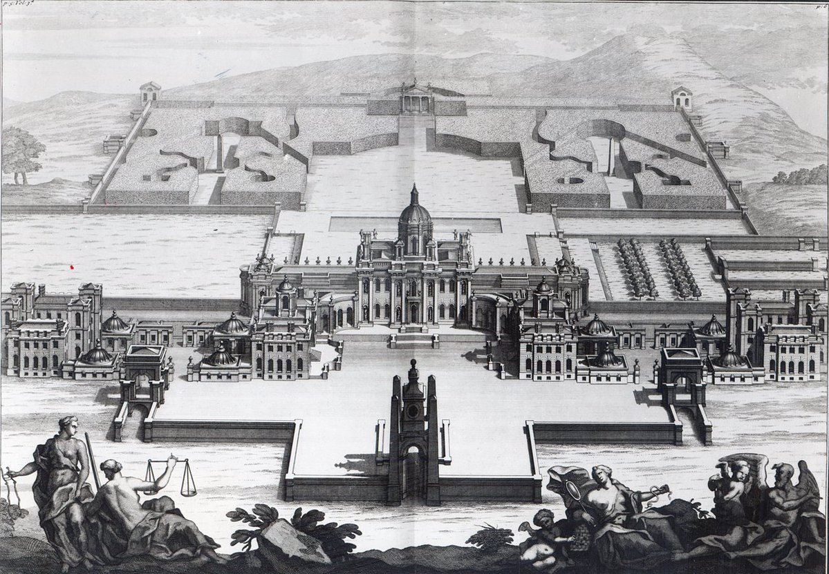 timabrahams's tweet image. Vanburgh's Castle Howard. 1725 Engraving by Hendrik Hulsbergh