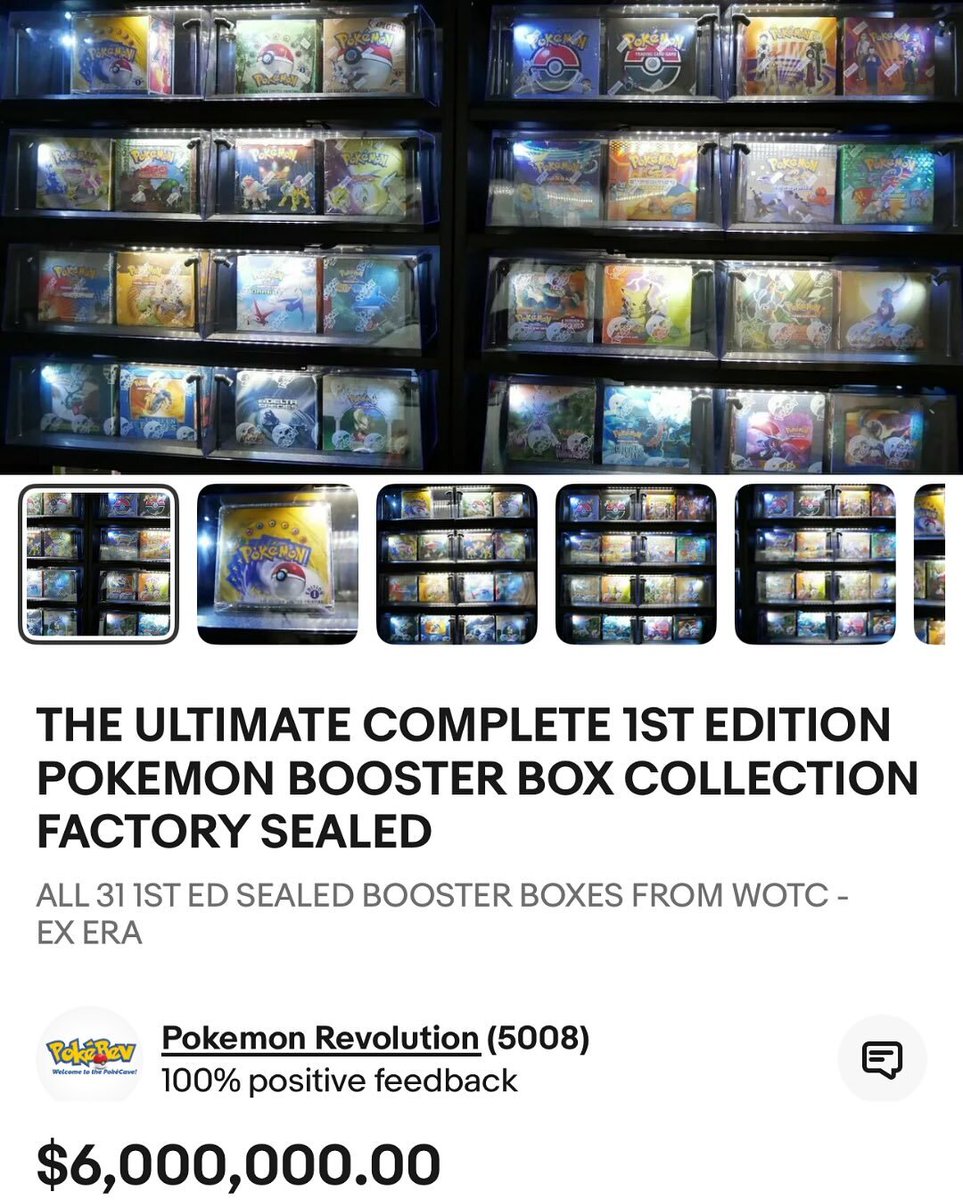 It took him three years to collect all 31 1st Edition sealed Pokmon booster boxes. Now, they're up for sale for $6 million. Each box is factory sealed, mint condition, and It took him three years to collect all 31 1st Edition sealed Pokmon booster boxes. Now, they're up for sale for $6 million. Each box is factory sealed, mint condition, and