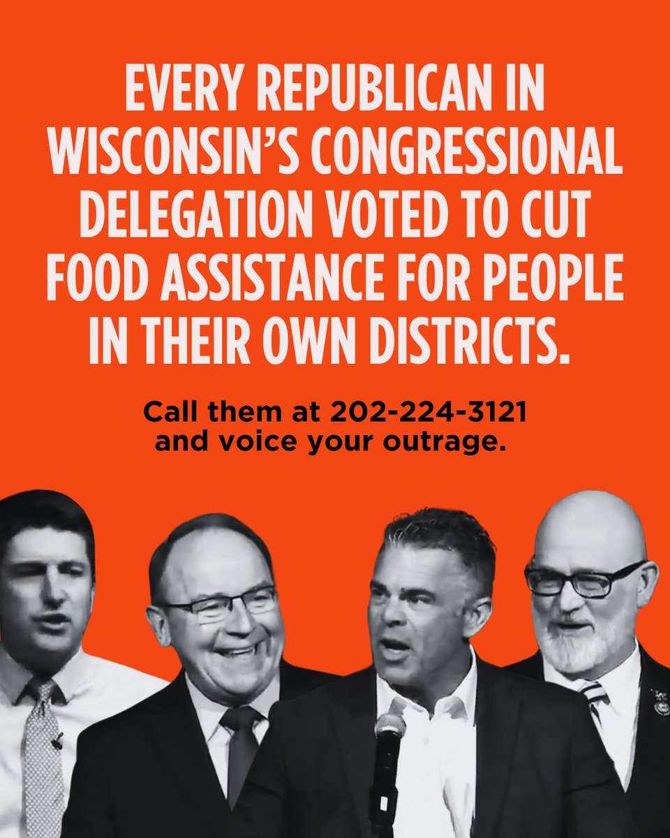 ABetterWis's tweet image. While our families struggle with the rising cost of groceries, Republicans like @derrickvanorden voted for the largest cut to food assistance in U.S. history—which will increase food insecurity and worsen the food affordability crisis all so the 1% can get another tax break.