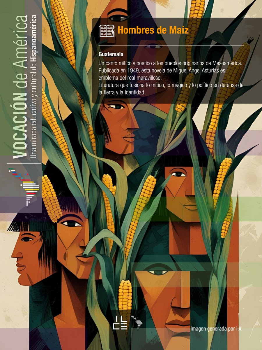 #VocaciónDeAmérica 🌎| Con Hombres de maíz (1949), Miguel Ángel Asturias, Premio Nobel de Literatura, convirtió la cosmovisión indígena en el corazón de una novela que desborda los límites de lo real.

Escrita desde Guatemala para el continente, la obra es uno de los pilares del