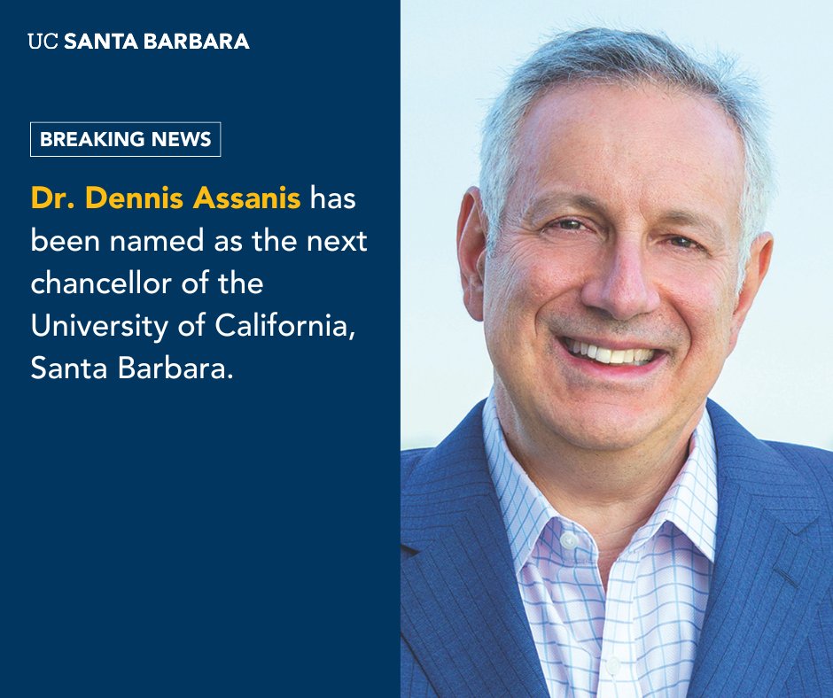 UC Santa Barbara (@ucsantabarbara) on Twitter photo Today it was announced that #UCSB's next chancellor will be Dr. Dennis Assanis, a distinguished scholar and higher education leader. Approved by <a href="/UofCalifornia/">University of California</a> Board of Regents, he'll assume his role on Sept. 1, 2025. Welcome to the Gaucho family! ow.ly/scKH50WrqaI Today it was announced that #UCSB's next chancellor will be Dr. Dennis Assanis, a distinguished scholar and higher education leader. Approved by <a href="/UofCalifornia/">University of California</a> Board of Regents, he'll assume his role on Sept. 1, 2025. Welcome to the Gaucho family! ow.ly/scKH50WrqaI