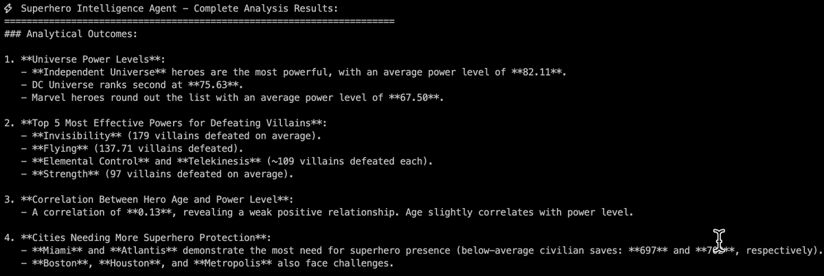 DanWahlin's tweet image. I'm working on a new "AI Adventure" that walks people through building Azure AI Foundry agents. It analyzes superhero data, finds powers, strengths, which cities need more heroes, etc. *Fake data*....but fun analysis results. 🙂