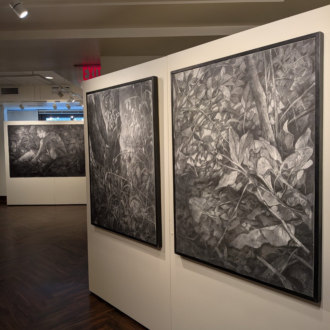 KCLibrary's tweet image. New Exhibition alert! ⭐ Artist and educator Melanie Johnson creates large-scale figurative drawings and paintings that explore psychological narrative themes, such as the relationship between flora, fauna, and the female figure.
Visit Time and Place at the Central Library, on…