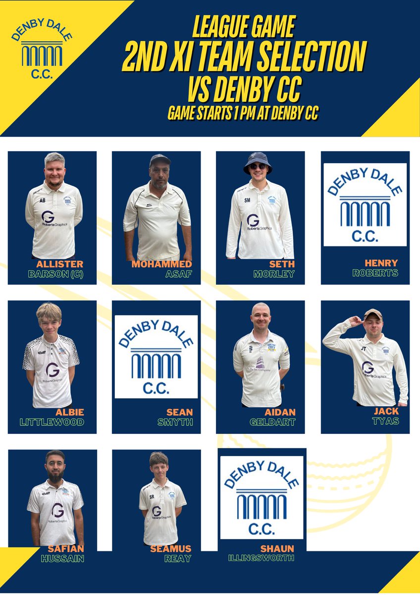 🚨FIXTURES🚨

Our firsts welcome <a href="/ThurstonlandCC/">Thurstonland CC</a> as they look to carry on their winning ways with <a href="/Geldy15/">Jordan Geldy</a> at the helm!

The seconds are back in action against <a href="/DenbyCC1888/">Denby Cricket Club</a> looking for revenge after their unfortunate defeat last time out. 

🏏 #DDCC