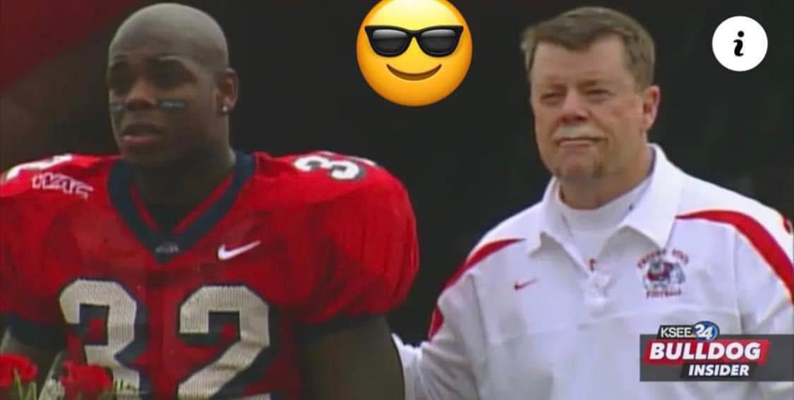 Classic Pic of Coach Pat Hill and myself on senior day my Junior year, He encouraged me to declare for the NFL Draft this year!! This man mentored me in times that I thought I was done. ✅ I will Always show love and acknowledge him!! #memories #BulldogBornBulldogBred
