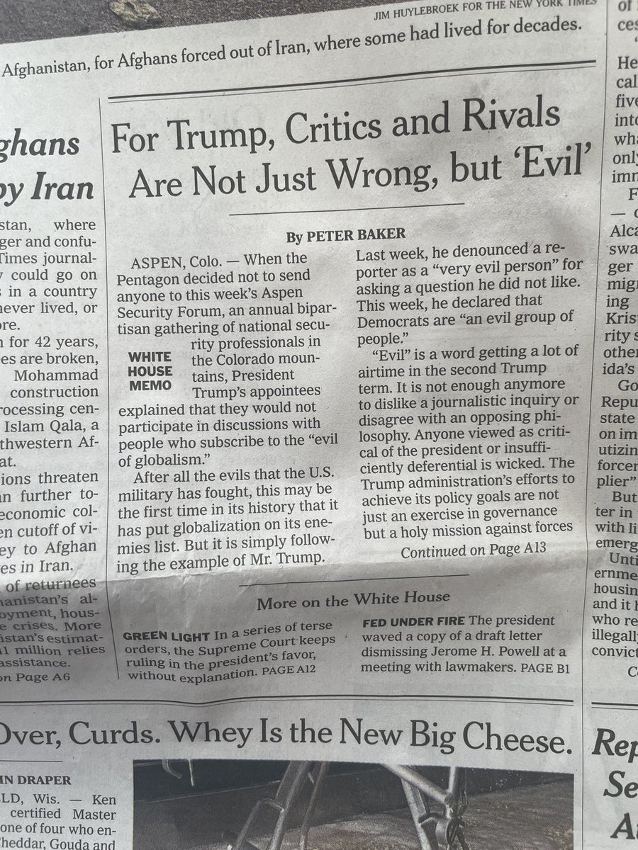 bujupif's tweet photo. NYT: After all the evils that the U.S. military has fought, this may be the 1st time in its history that it has put globalization on its enemies list. But it is simply following the example of Mr. Trump. Last week, he denounced a reporter as a "very evil person”  for a question. https://t.co/m6RAiH12c2