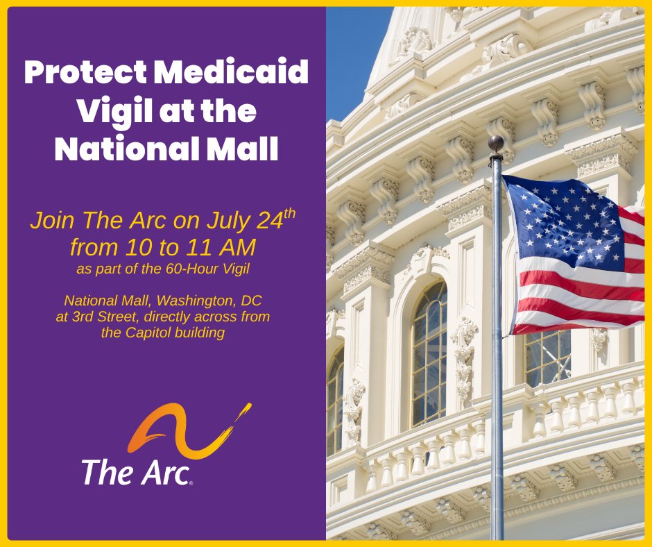 The Arc Maryland (@thearcmd) on Twitter photo Join us in DC once again for a 60-hour vigil to protect Medicaid with <a href="/TheArcUS/">The Arc of the United States</a>, in partnership with <a href="/CaringAcrossGen/">Caring Across Generations #CareCantWait</a>. 7/24 from 10-11 AM is "The Arc Hour" to share Medicaid stories & impacts. RSVP to join us at protect-medicaid-vigil.eventbrite.com Join us in DC once again for a 60-hour vigil to protect Medicaid with <a href="/TheArcUS/">The Arc of the United States</a>, in partnership with <a href="/CaringAcrossGen/">Caring Across Generations #CareCantWait</a>. 7/24 from 10-11 AM is "The Arc Hour" to share Medicaid stories & impacts. RSVP to join us at protect-medicaid-vigil.eventbrite.com