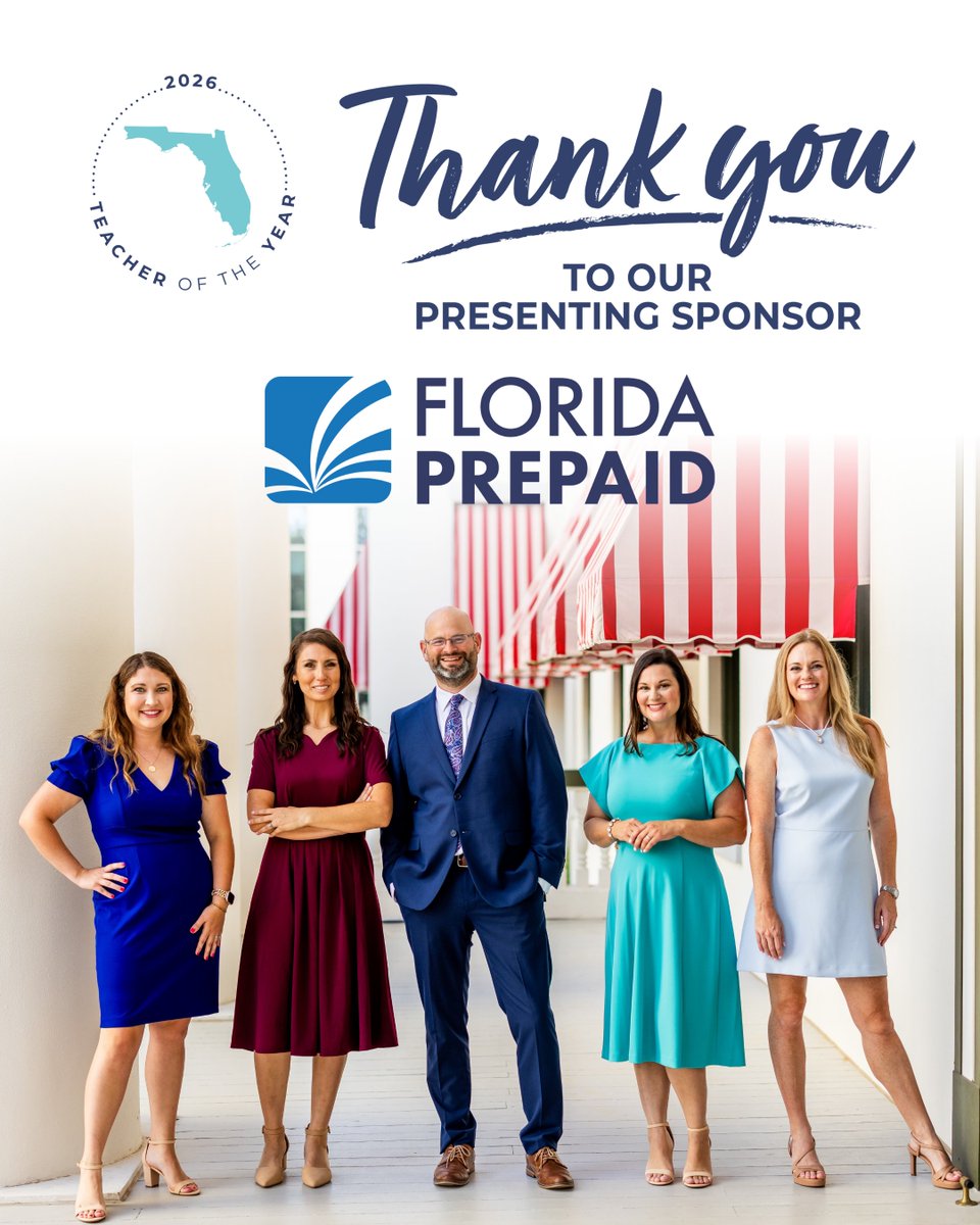 EducationFL's tweet image. We appreciate the sponsorship of @FloridaPrepaid! We are counting down the minutes to the announcement of the 2026 Florida Teacher of the Year! #FLTOY2026 #FloridaTeachersLead