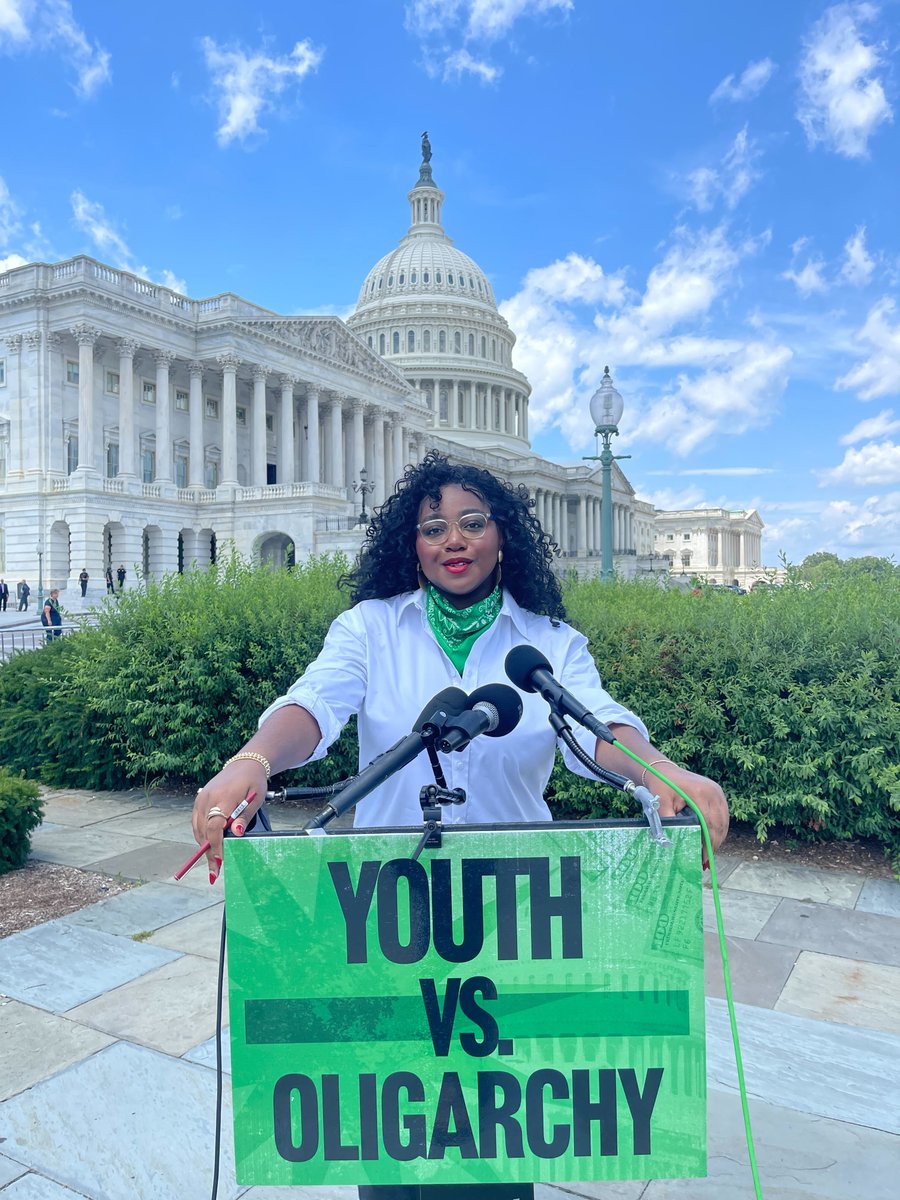 It’s the Youth vs. Oligarchy.

We are fed up &amp; FIRED UP to shut down the billionaires class’ attack on our democracy.

Feminist Generation Deputy Director Claudia Nachega on Capitol Hill ahead of our #YouthVsOligarchy press conference &amp; action today in DC w our coalition partners