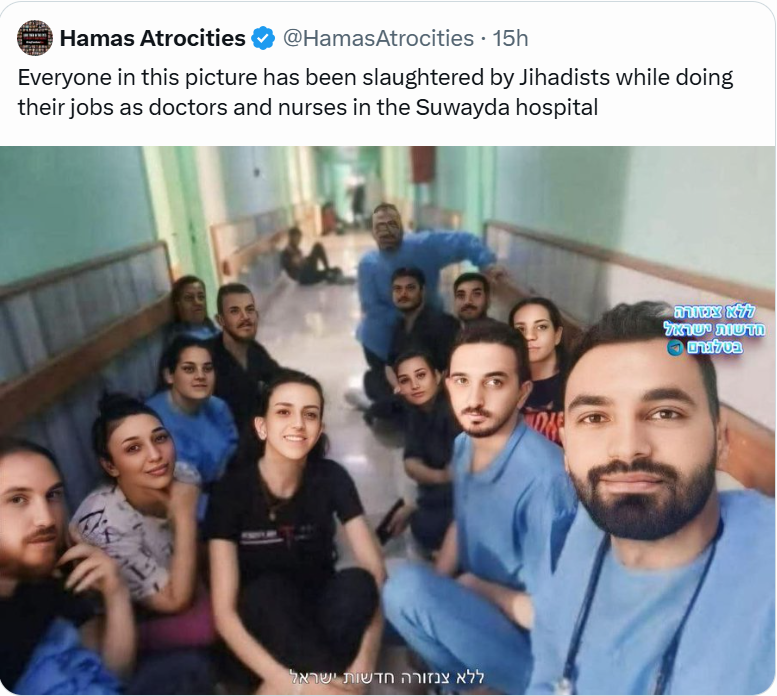 <a href="/AssalRad/">Assal Rad</a> Since Assal Rad is ignoring slaughter of innocent Druze, including the war crime of deliberately killing hospital workers, here's some undeniable facts to counter <a href="/AssalRad/">Assal Rad</a>'s Goebbels-framing propagnda of the continuing seven-front, 40-year war against Israel and its allies.