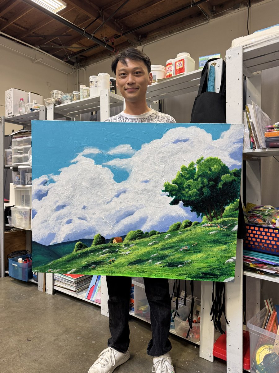Ghibli background in acrylic