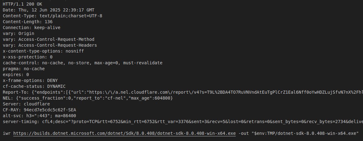 YungBinary's tweet image. Looks like #Interlock #Ransomware group has logic in their backend to detect sandboxes and virtual machines by sending data retrieved via the systeminfo command and matching strings, then they return a benign PowerShell command that downloads/executes a .NET SDK installer rather…