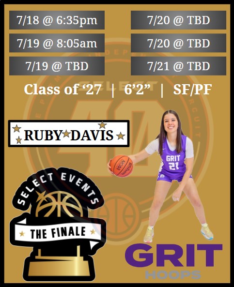 Ruby_Davis (@rubydavis2027) on Twitter photo Hooping this weekend with my <a href="/grithoops/">GRIT</a> Girls!
Can't wait!
Don't miss me and my teammates play towards a <a href="/SelectEventsBB/">Select Events Basketball</a> Championship.
<a href="/byuwbb/">BYU Women's Hoops</a> <a href="/UTAHWBB/">Utah Women’s Basketball</a> <a href="/USUWBasketball/">USU Women's Hoops</a> <a href="/UVUwbb/">UVU Women's Basketball</a> <a href="/PGHColorado/">Prep Girls Hoops Colorado</a> <a href="/hoopstracker/">Hoopstracker</a> <a href="/girlsbballco/">GIRLS BASKETBALL COLORADO</a> Hooping this weekend with my <a href="/grithoops/">GRIT</a> Girls!
Can't wait!
Don't miss me and my teammates play towards a <a href="/SelectEventsBB/">Select Events Basketball</a> Championship.
<a href="/byuwbb/">BYU Women's Hoops</a> <a href="/UTAHWBB/">Utah Women’s Basketball</a> <a href="/USUWBasketball/">USU Women's Hoops</a> <a href="/UVUwbb/">UVU Women's Basketball</a> <a href="/PGHColorado/">Prep Girls Hoops Colorado</a> <a href="/hoopstracker/">Hoopstracker</a> <a href="/girlsbballco/">GIRLS BASKETBALL COLORADO</a>