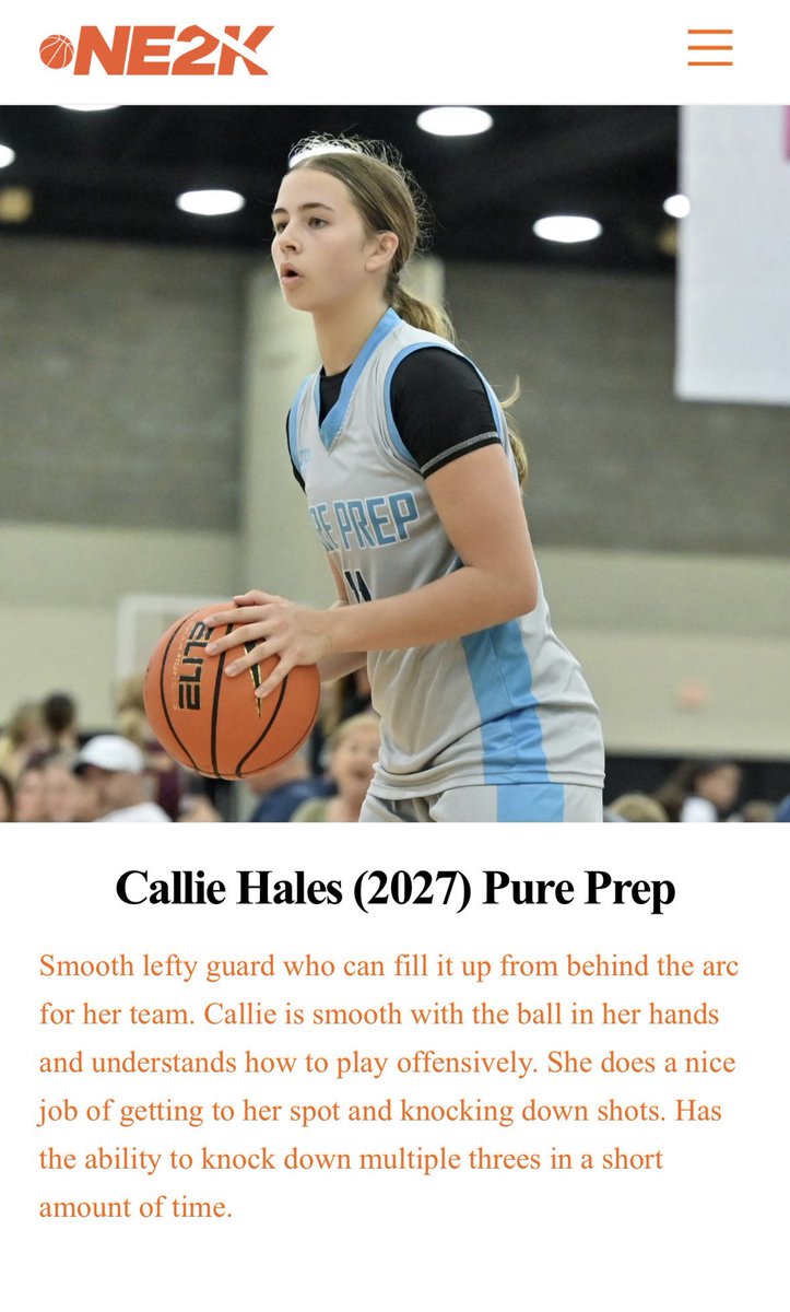 Callie Hales (@bigtimebucket) on Twitter photo Thank you <a href="/NE2KHoops/">NE2KHoops</a> and <a href="/Elite40League/">Elite 40 League</a> for the evaluation and for recognizing me as a standout at #Run4Roses! <a href="/LadyPurePrep/">Pure Prep GBB</a> Thank you <a href="/NE2KHoops/">NE2KHoops</a> and <a href="/Elite40League/">Elite 40 League</a> for the evaluation and for recognizing me as a standout at #Run4Roses! <a href="/LadyPurePrep/">Pure Prep GBB</a>