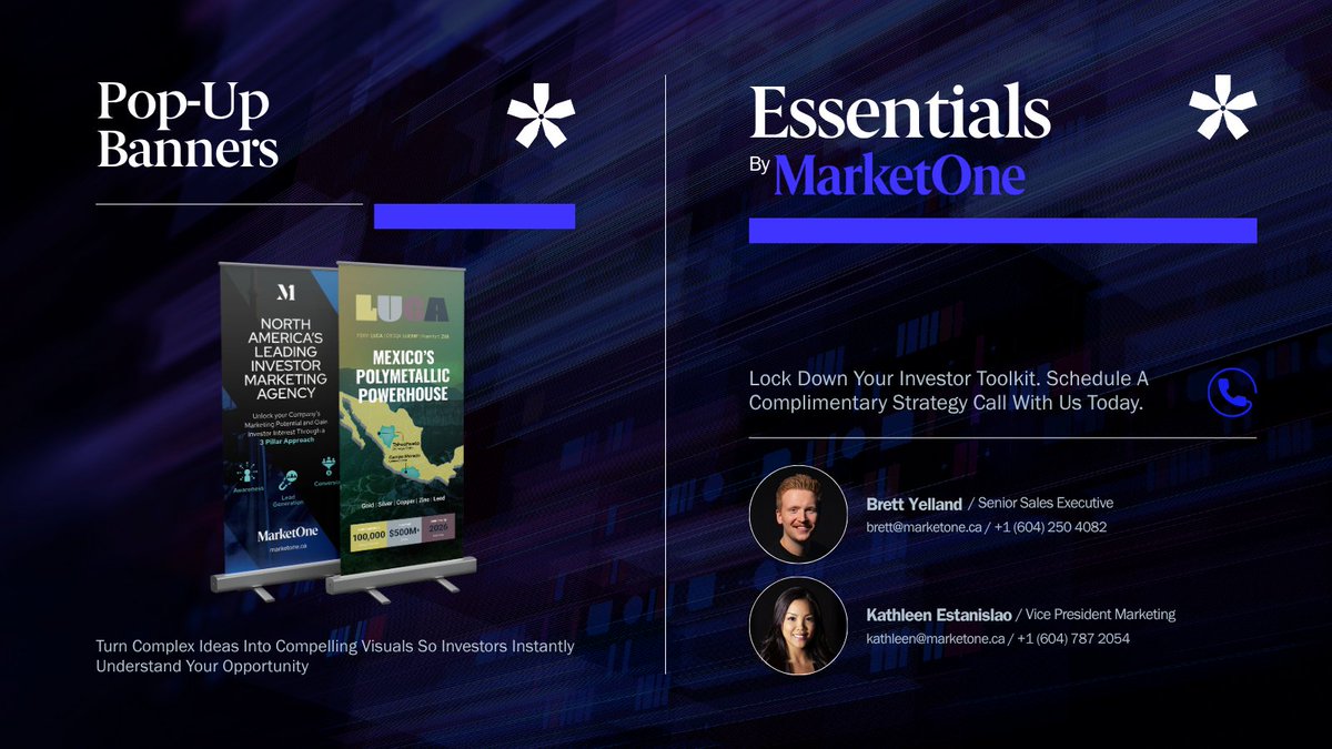 MarketOneMedia's tweet image. Market One is excited to introduce 'The Essentials', a must-have investor marketing toolkit for public companies.
From pitch decks that simplify your story, to fully managed social feeds and branded visuals that give your company a real online and offline presence, Essentials…