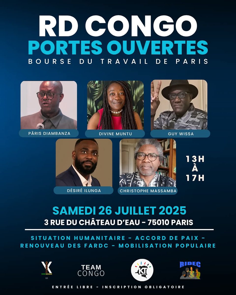 Kabisu's tweet photo. #KongoNaBiso 🇨🇩
#FreeCongo #FreeKongo 

#PARIS
26 juillet 2025, 13h00

🇨🇩 RD #Congo:
Construire des perspectives d’avenir:
- Situation humanitaire
- Accord de paix
- Renouveau des #FARDC
- Mobilisation populaire

#RDC #RDCongo #Congo243 #Kongo https://t.co/o0nEJIo2u2
