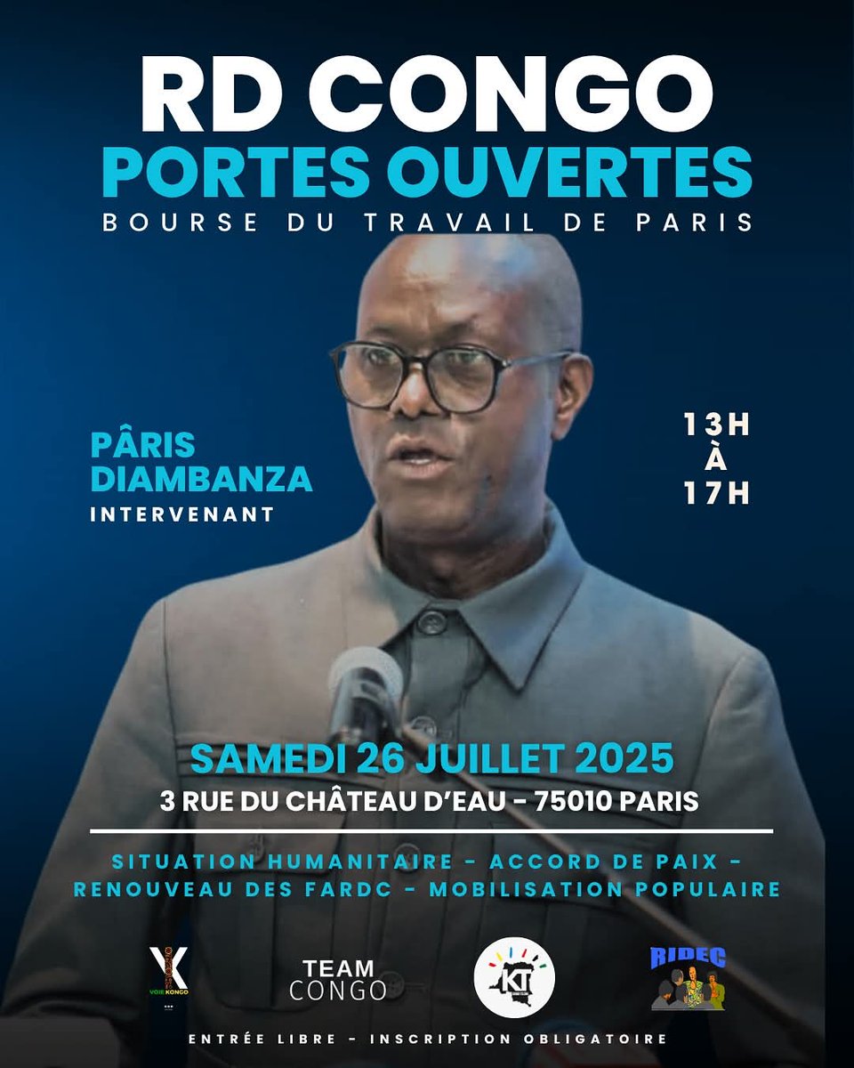Kabisu's tweet photo. #KongoNaBiso 🇨🇩
#FreeCongo #FreeKongo 

#PARIS
26 juillet 2025, 13h00

🇨🇩 RD #Congo:
Construire des perspectives d’avenir:
- Situation humanitaire
- Accord de paix
- Renouveau des #FARDC
- Mobilisation populaire

#RDC #RDCongo #Congo243 #Kongo https://t.co/o0nEJIo2u2
