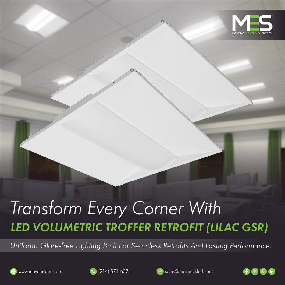 MES_BLC's tweet image. 💡 Modern, clean, and bright—LILAC GSR transforms any workspace. #VolumetricTroffer #LILACLED #OfficeLighting #EfficientDesign #MESModern