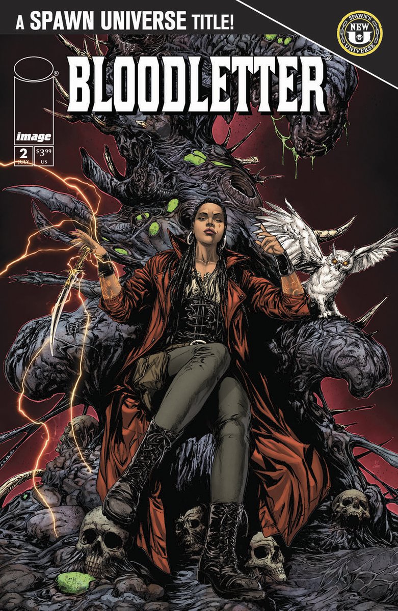 JosephPIllidge's tweet image. In the next issue of BLOODLETTER, my new series by @McFarlaneComics and @ImageComics
Tasha Thornwall, THE BLOODLETTER continues her revenge mission to kill SPAWN by going after his team of allies, THE SCORCHED!
BLOODLETTER #2 WILL BE IN COMIC SHOPS WEDNESDAY, JULY 23RD!