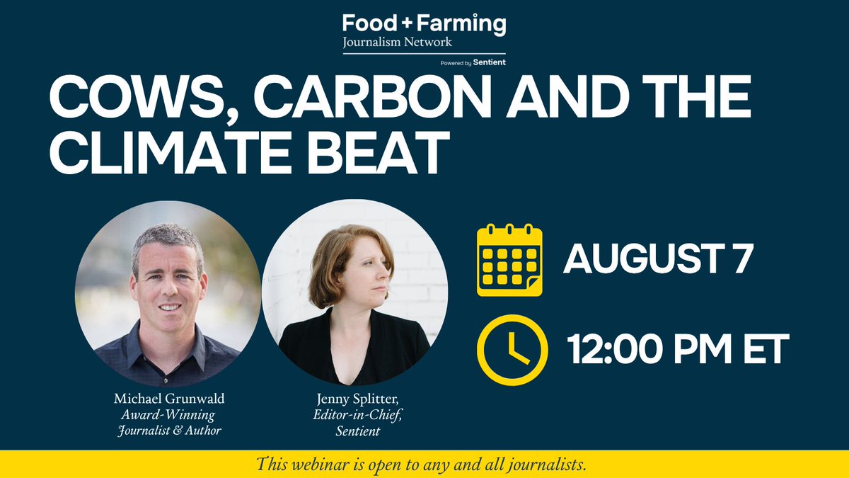 Sentient_Media's tweet image. New workshop for journalists 👇
Join @MikeGrunwald, author of the new book WE ARE EATING THE EARTH, and Sentient’s @jennysplitter as they break down how to report on climate and food accurately while still telling a good story.
RSVP ➡️ buff.ly/9Dr85cZ