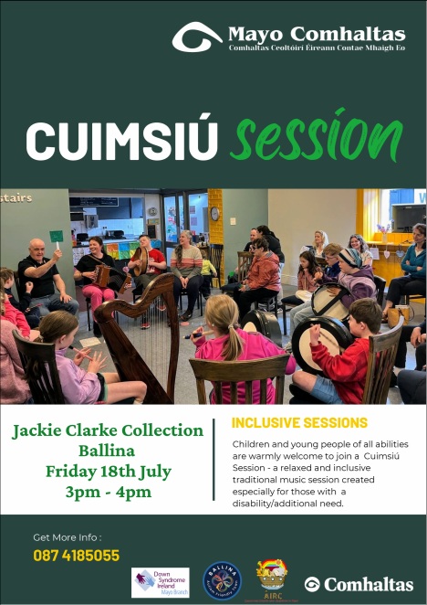 jccballina's tweet image. Don't forget we have a fantastic Cuimsiú Session here tomorrow at the JCC between 3pm & 4pm. Children & young people of all abilities are warmly welcome to join in, it's a relaxed & inclusive traditional music session created especially for those with a disability/additional need