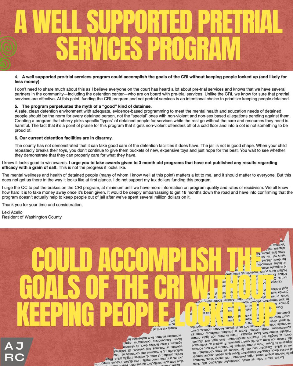 ArReform's tweet image. Listen to those who understand this system. Letter from a former Washington County public defender.
🚨People heal best outside of confinement🚨