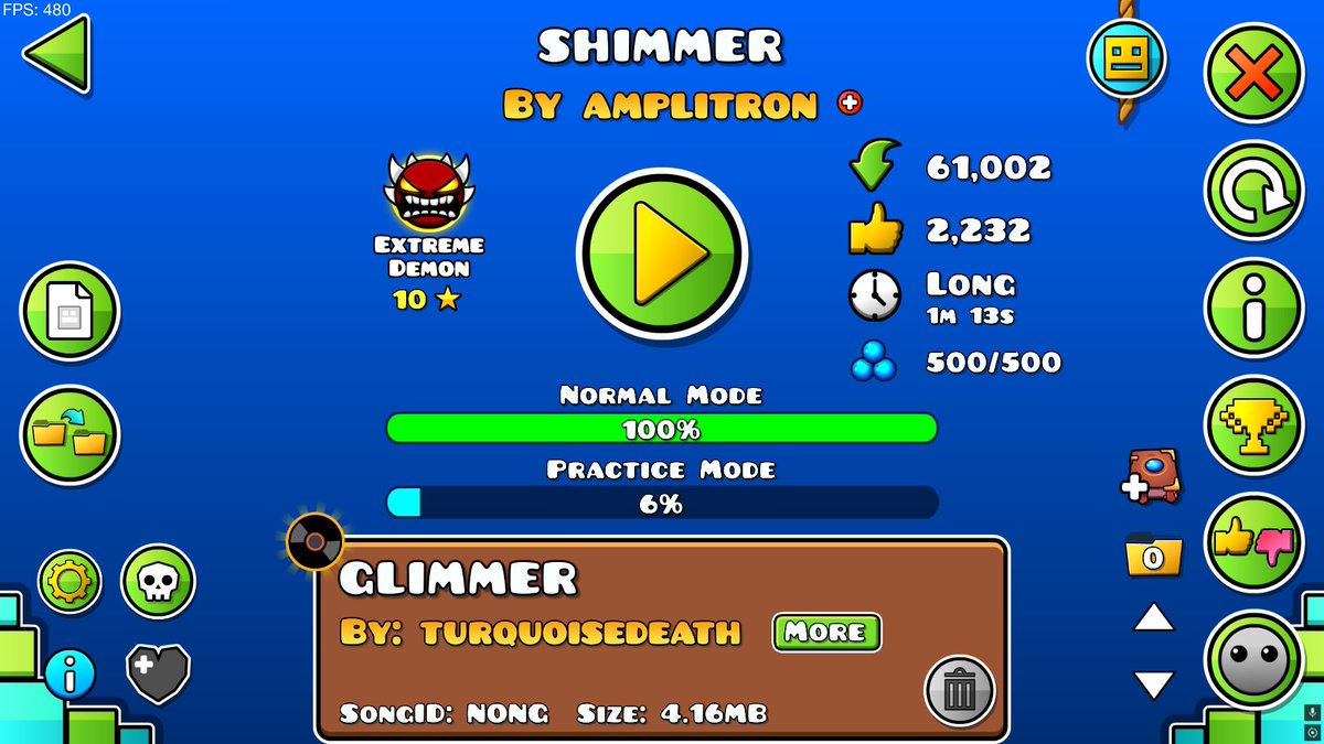 JaydeeteeGD's tweet image. Shimmer 100% 6,335 attempts and new 3rd hardest. Gg!