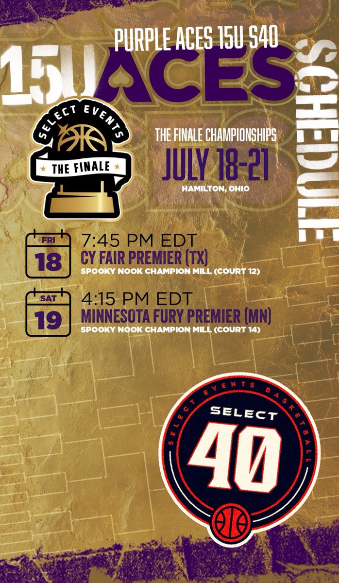 Can’t wait to compete with my 15u <a href="/PurpleAcesWI/">Purple Aces</a> team! Here is my schedule for my final tournament in Ohio this weekend!