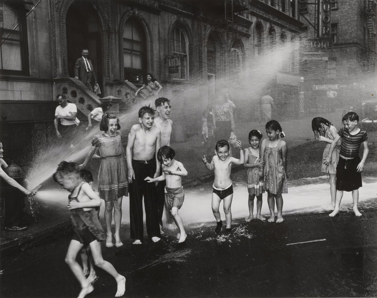 Beating the heat the old-fashioned way 🌡️☀️

📷: Weegee (Arthur H. Fellig) (American (born in Poland), 1899–1968), "Fire Hydrant" (1937), photograph, gelatin silver print.