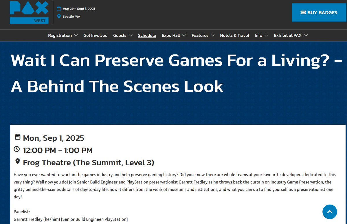 SomeCronzaGuy's tweet image. Good news: I'll be speaking at #PaxWest2025 on "Wait, I can Preserve Games for a Living? - A Behind the Scenes Look"!
Come learn what game preservation looks like in the industry, the challenges faced by your favourite developers, and what skills might get you in the door!