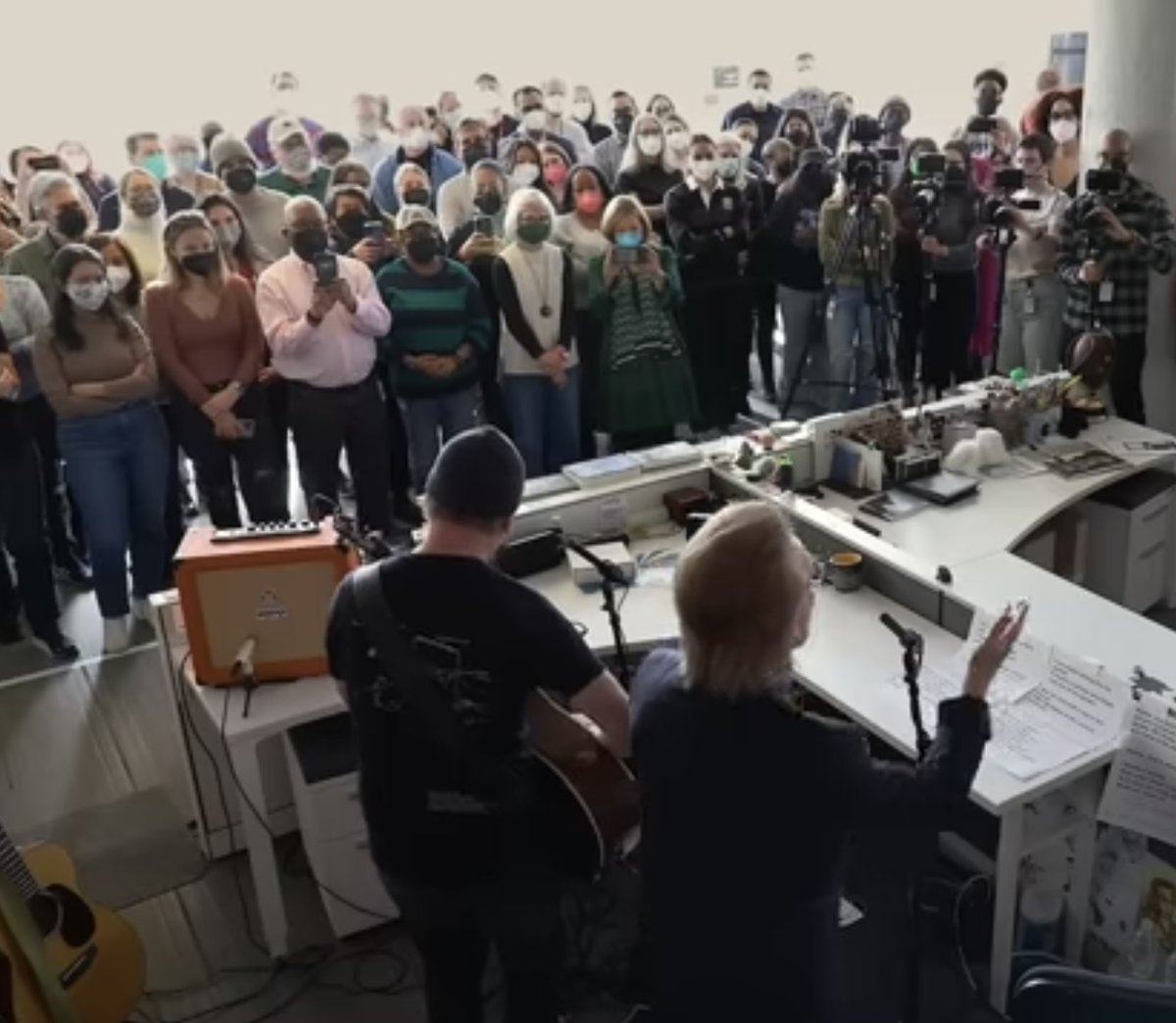 Rando8715401's tweet image. It’s a bummer that NPR is going to lose its funding, but they really did do this to themselves. They’re totally out of touch with the public who provides that funding, as embodied by this photo from a Tiny Desk Concert in March 2023.