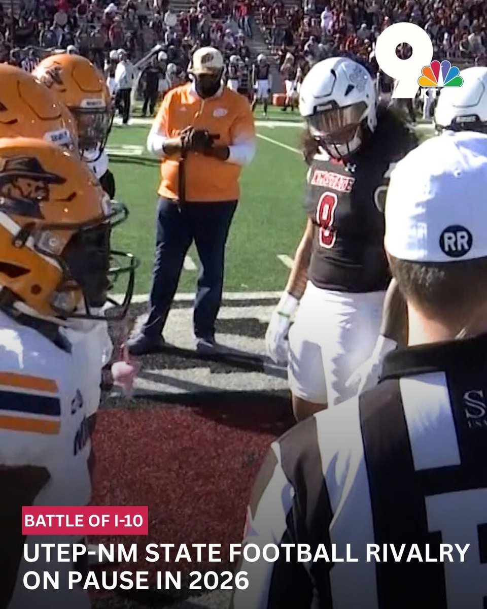 Heads up!
UTEP AD Jim Senter will join me LIVE on #KTSM9News at 6:30 p.m. to discuss the future of the Battle of I-10, which will not be played in 2026 (possibly longer) due to scheduling conflicts. We’ll also talk about the Miners move to the Mountain West Conference next year.