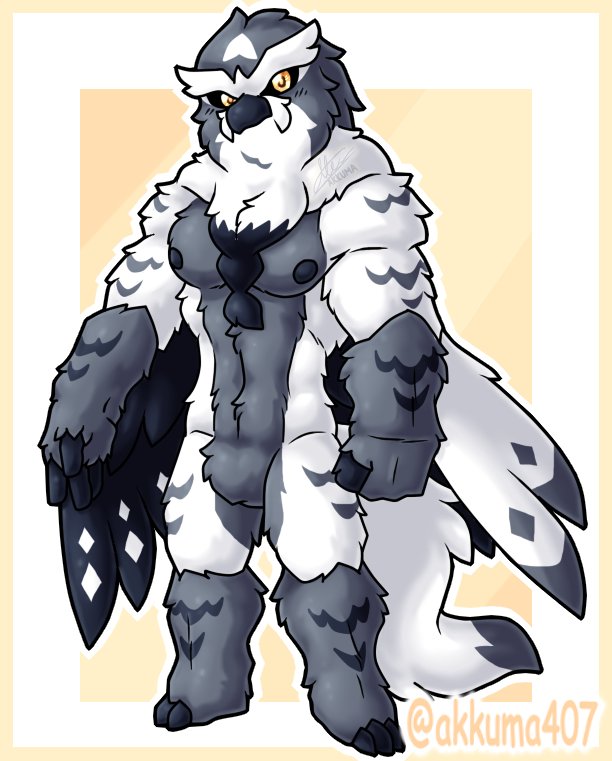 akkuma407's tweet image. [oc] so got this new OCS done due to a friend giving him back to me! I redesigned him, met libra the owl! 

#bara #baraart #furry #furrybara