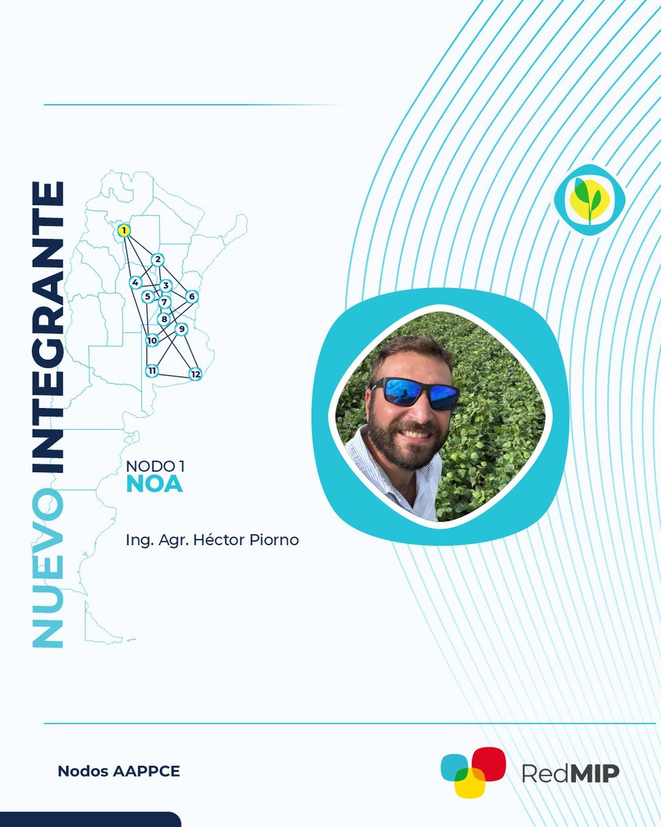 🆕 ¡Un nuevo asesor se suma al #NodoAAPPCE NOA!

El Ing. Agr. Héctor Javier Piorno se incorpora a Red MIP para aportar su experiencia en el monitoreo de cultivos extensivos desde estas localidades: 📍 Rosario de la Frontera, Metán, Las Lajitas y Anta (Salta) y Buruyacú (Tucumán).