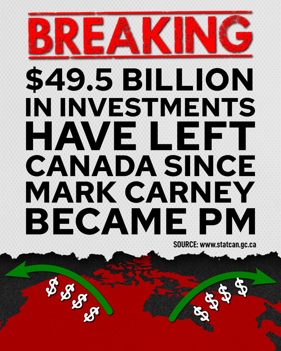 AndrewScheer's tweet image. Canada is bleeding billions under Carney’s watch!
Liberal policies push investment away, costing us jobs.
Pierre Poilievre's Canada First plan will stop the exodus and rebuild our economy.
Have YOUR say at Conservative.ca/cant-trust-car…
#cdnpoli