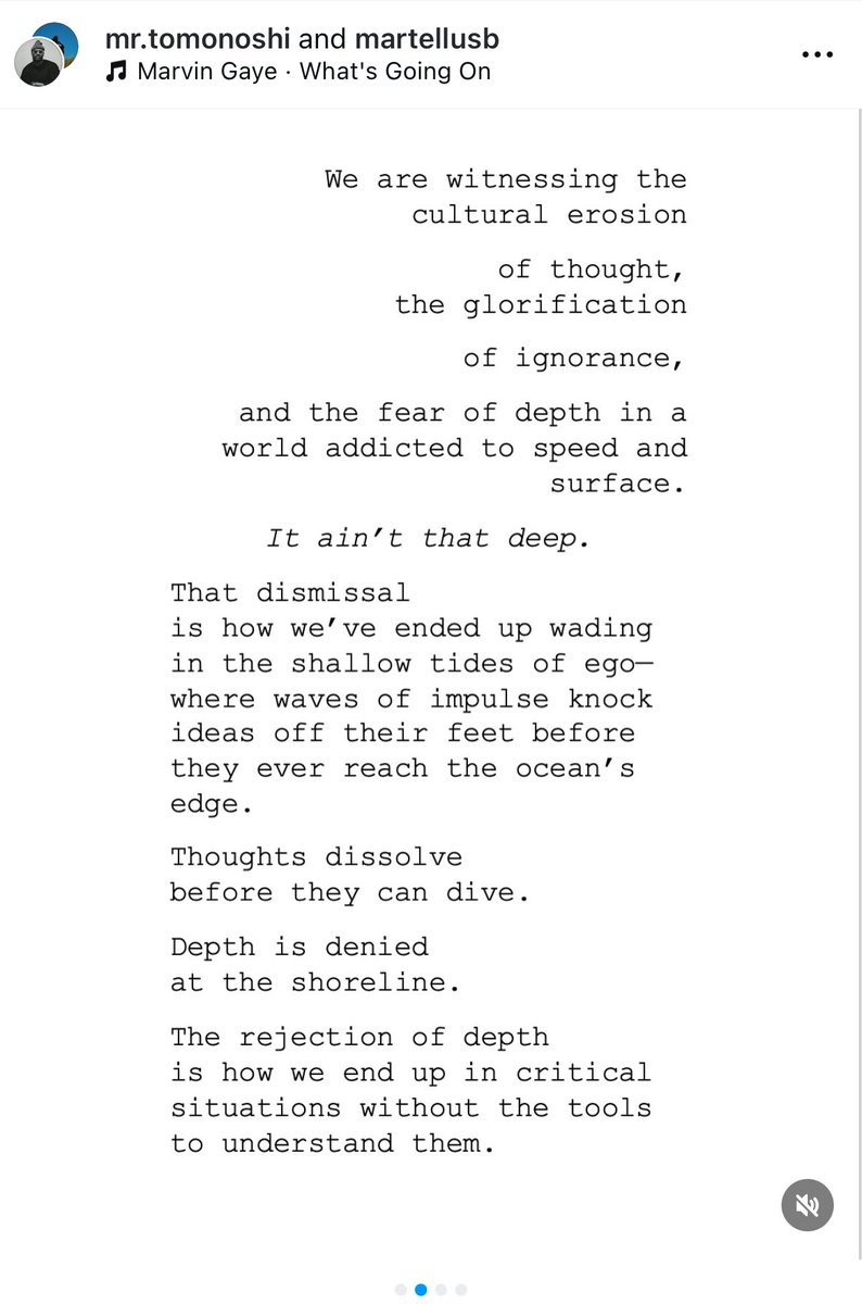 CurtissKing's tweet image. โWe are witnessing the cultural
erosion of thought,
the glorification of ignorance,
and the fear of depth in a world
addicted to speed and surface.โ
โIt Ainโt That Deepโ
- Mr. Tomonoshi