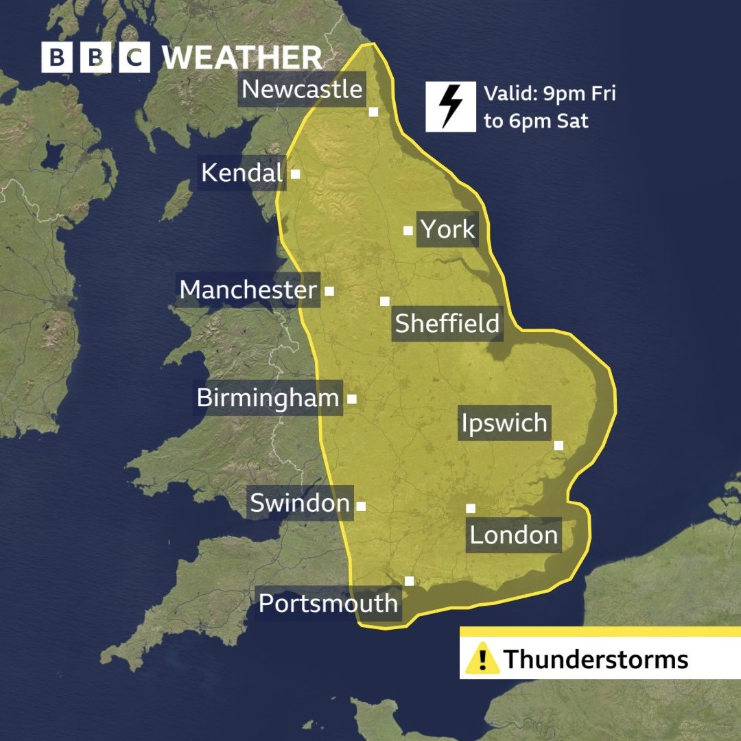 MetMattTaylor's tweet image. Areas under hosepipe bans in place could be prone to flash flooding over the next few days.
There’s a risk of torrential thunderstorms producing up to a month’s worth of rain in a few hours in some spots.
Met Office warnings have been issued and I’ll have more @BBCBreakfast