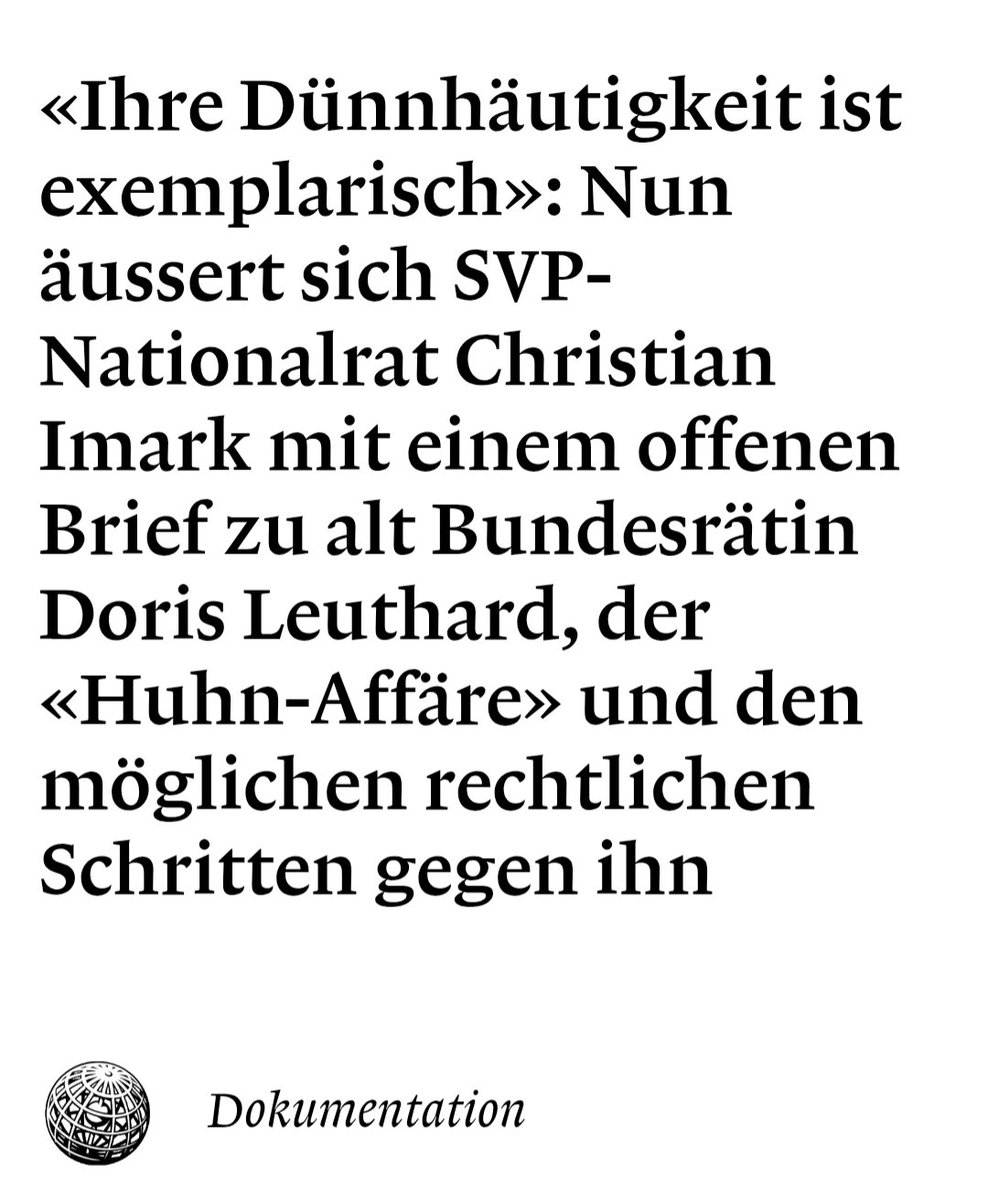 awakenwithpete's tweet image. SVP-Mann @ChristianImark zum #HuhnGate mit Doris Leuthard: "Ihnen scheinen Ihre persönlichen Befindlichkeiten wichtiger zu sein, sodass Sie sich weiterhin als Gouvernante sowie als Schatten- Energieministerin der Schweiz inszenieren." 🙏 #Kernenergie
weltwoche.ch/daily/ihre-due…