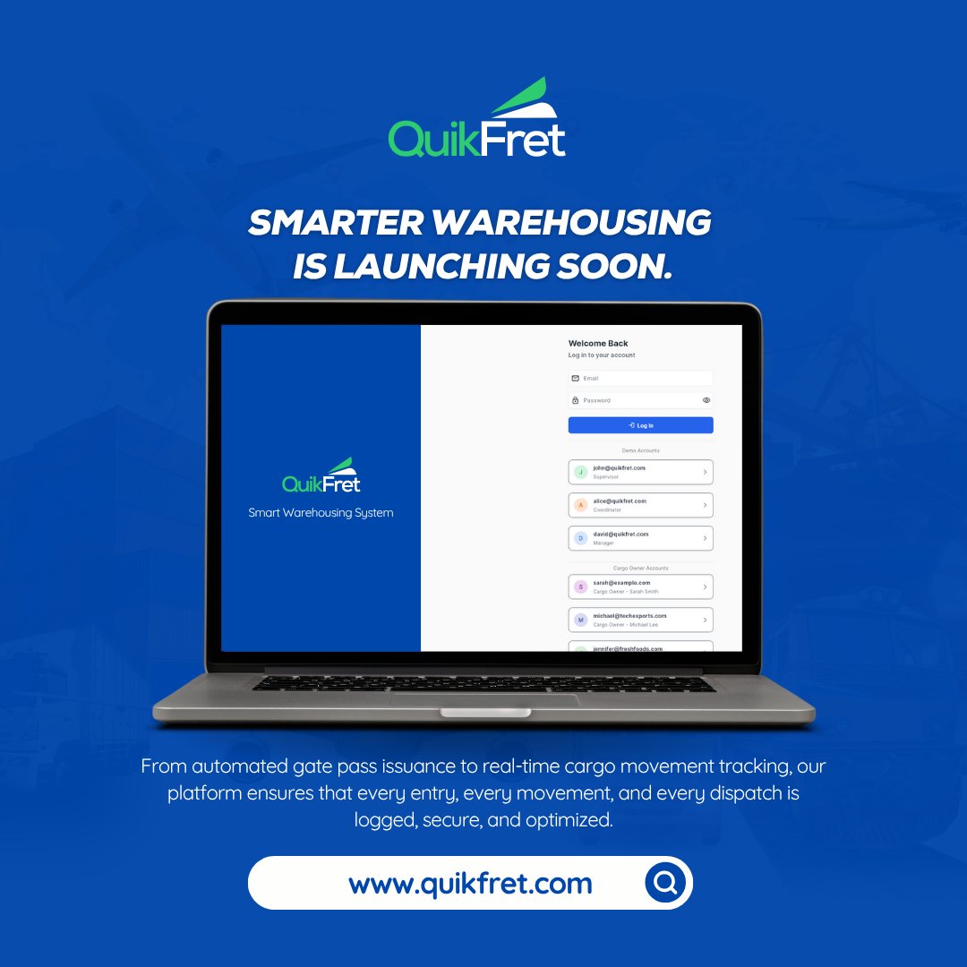 QuikfretRw's tweet photo. From automated gate pass issuance to real-time cargo movement tracking, our platform ensures that every entry, every movement, and every dispatch is logged, secure, and optimized.

Check it out: https://t.co/SPy7jRjAld https://t.co/xXFWhcm241