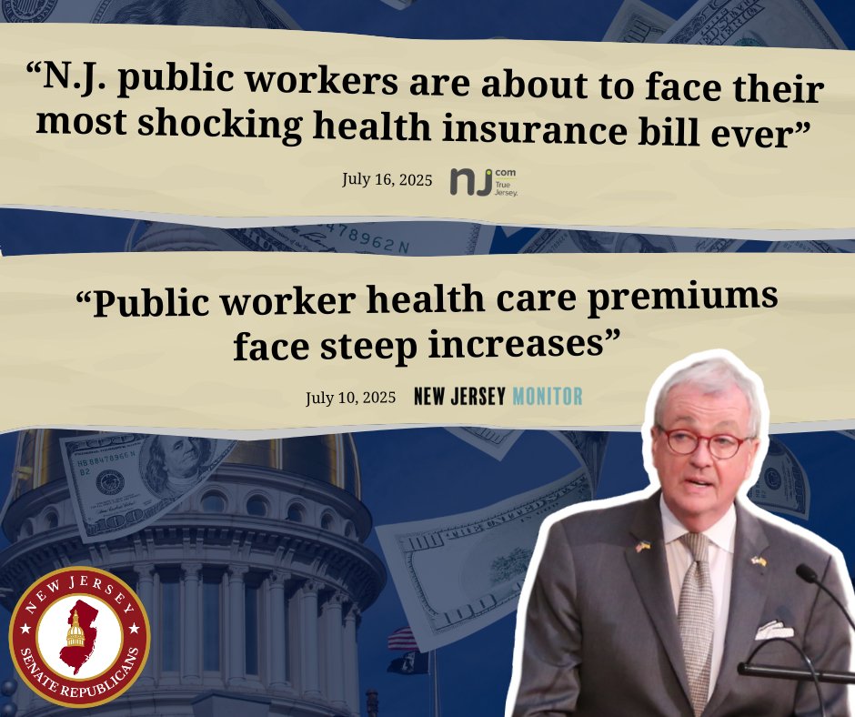 NJSenateGOP's tweet image. 🚨 NJ Dems passed the most expensive budget ever & now want a 37% hike in public employee healthcare premiums! 🚨
All while NJ gives free healthcare to children of undocumented immigrants...
Their reckless spending will devastate workers, employers, and taxpayers statewide.