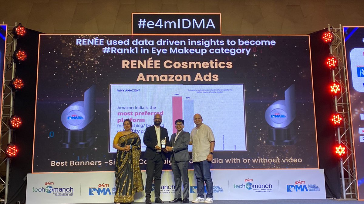 e4m Live (@e4mevents) on Twitter photo Applauding the visionaries setting new standards in digital media innovation! Congrats to the outstanding winners at #e4mIDMA 2025! ๐
Category: Best Banners -Single/ Campaign, Rich Media with or without video
Winners: <a href="/Ugaooindia/">Ugaoo</a>, <a href="/AmazonAds/">Amazon Ads</a>, <a href="/Flipkart/">Flipkart</a>, <a href="/renee_cosmetics/">Renรฉe Cosmetics</a> Applauding the visionaries setting new standards in digital media innovation! Congrats to the outstanding winners at #e4mIDMA 2025! ๐
Category: Best Banners -Single/ Campaign, Rich Media with or without video
Winners: <a href="/Ugaooindia/">Ugaoo</a>, <a href="/AmazonAds/">Amazon Ads</a>, <a href="/Flipkart/">Flipkart</a>, <a href="/renee_cosmetics/">Renรฉe Cosmetics</a>